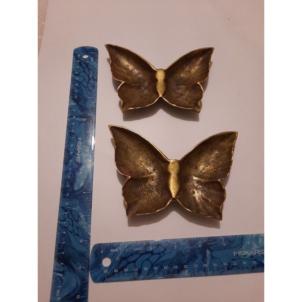 Vintage Cast Metal Butterfly Trinket Dish / Ashtray set of two
